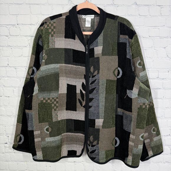 Vintage Dressbarn Jacket Women Plus Size 3X Tapestry Patchwork Full Zip Coat - Picture 1 of 12